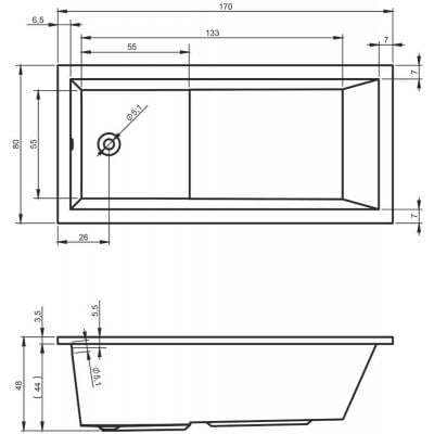 Wanna prostokątna 170x80 cm B006001005 Riho Lusso