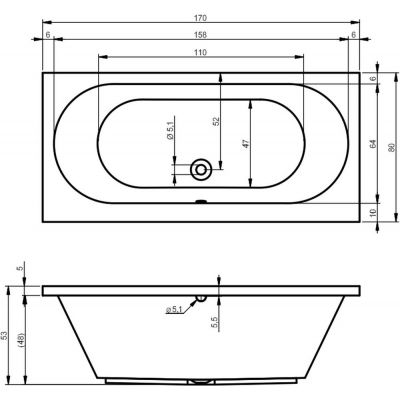 Wanna prostokątna 170x80 cm B055001005 Riho Carolina