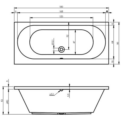 Wanna prostokątna 180x80 cm B056001005 Riho Carolina