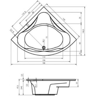 Wanna narożna 150x150 cm lewa biała B077010005 Riho Neo
