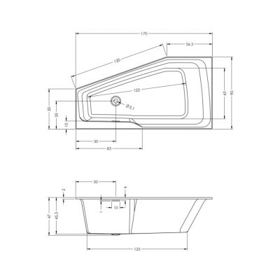 Wanna narożna 170x90 cm lewa biała B114006005 Riho Rethink Space
