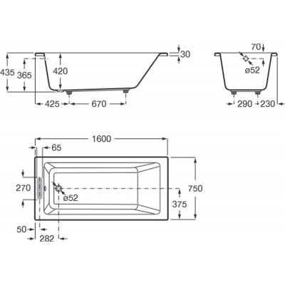 Wanna prostokątna 160x75 cm biała A248551000 Roca Vythos