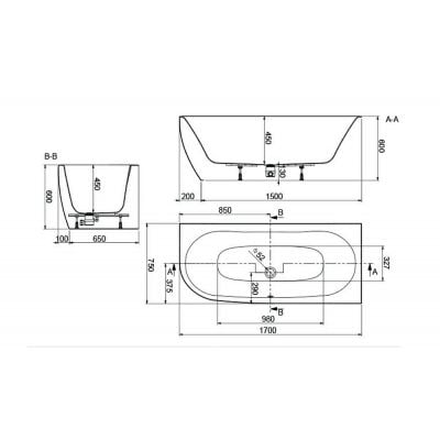 Wanna z obudową 170x75 cm prawa biała 632370115001010 Sanplast Luxo