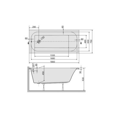 Wanna prostokątna 180x75 cm 610040019001000 Sanplast Free Line
