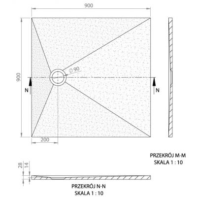 Brodzik kwadratowy 90x90 cm biały 090090001260000TAU Vayer Taurus