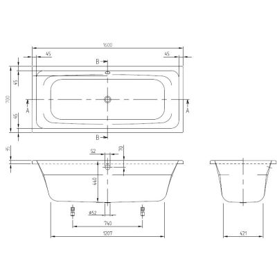 Wanna prostokątna 160x70 cm UBA167AVN2V01 Villeroy & Boch Avento