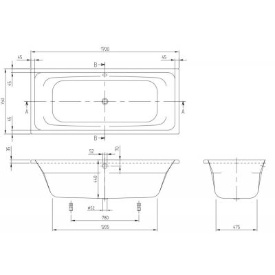Wanna prostokątna 170x75 cm biały UBA170AVN2V01 Villeroy & Boch Avento