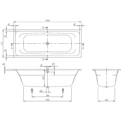 Wanna prostokątna 170x70 cm UBA177AVN2V01 Villeroy & Boch Avento