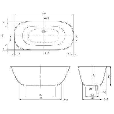 Wanna wolnostojąca 155x75 cm owalna UBQ155ANH7F200VAL Villeroy & Boch Theano