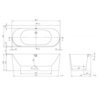 Wanna przyścienna 180x80 cm UBQ180OBR9CD00V01 Villeroy & Boch Oberon