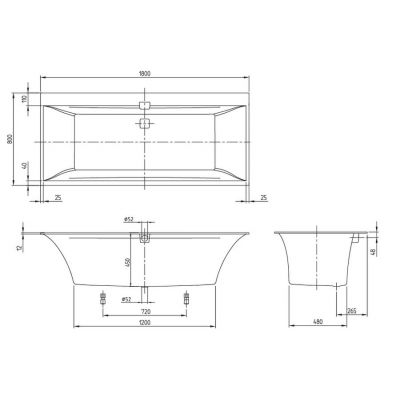 Wanna prostokątna 180x80 cm biały UBQ180SQE2DV01 Villeroy & Boch Squaro Edge 12