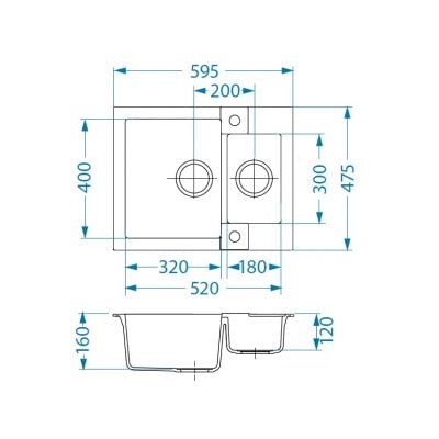 Zlewozmywak granitowy 59.5x47.5 cm szary/grafitowy/onyx 4218005 Alveus Rock