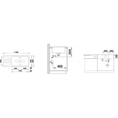 Zlewozmywak granitowy 116x50 cm 519701 Blanco Sona 8 S