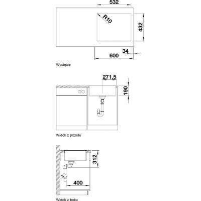 Zlewozmywak granitowo-stalowy 54.3x44.3 cm 525997 Blanco Subline 500-IF