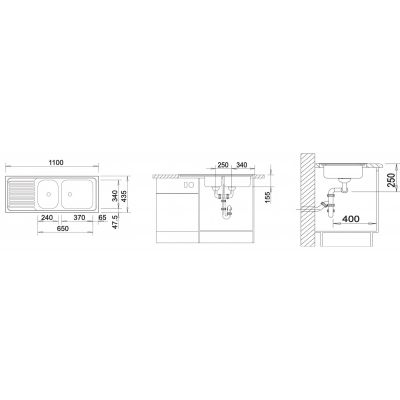 Zlewozmywak stalowy 110x43.5 cm 500847 Blanco Top
