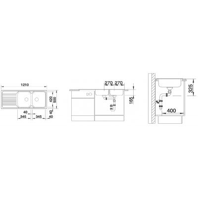 Zlewozmywak stalowy 121x50 cm 511925 Blanco Tipo 8 S