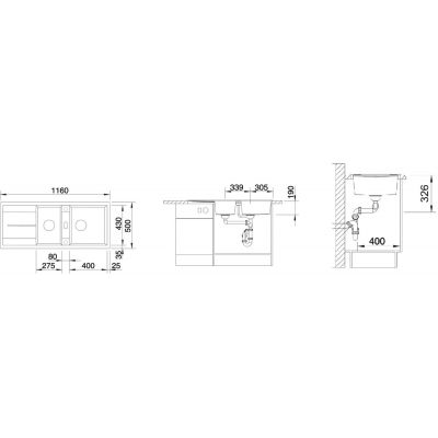 Zlewozmywak granitowy 116x50 cm 515048 Blanco Metra 8 S