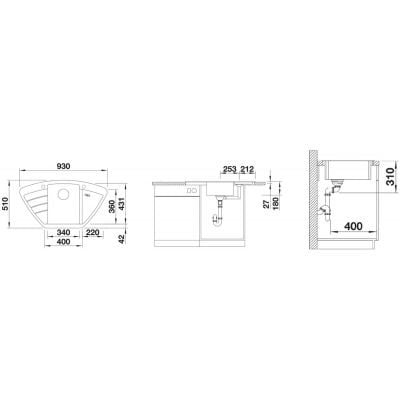 Zlewozmywak granitowy 93x51 cm 514764 Blanco Zia 9 E