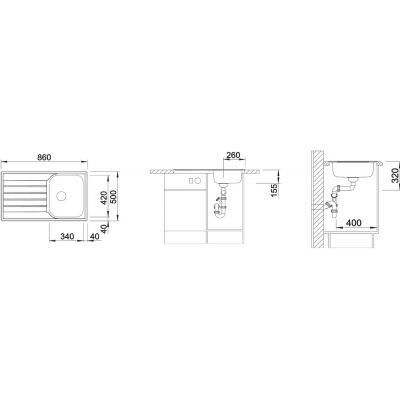 Zlewozmywak stalowy 86x50 cm 514786 Blanco Livit 45 S Salto