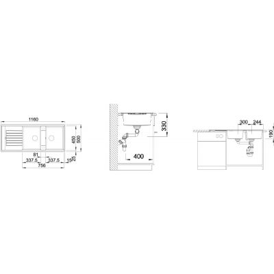 Zlewozmywak granitowy 116x50 cm 515597 Blanco Zia 8 S