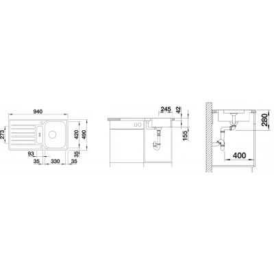 Zlewozmywak stalowy 94x49 cm 517281 Blanco Lantos 5 S-IF