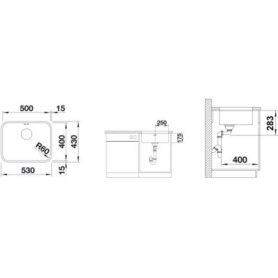 Zlewozmywak stalowy 53x43 cm stal 518205 Blanco Supra 500-U
