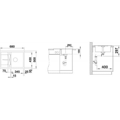 Zlewozmywak granitowy 68x50 cm 519572 Blanco Metra 45 S Compact