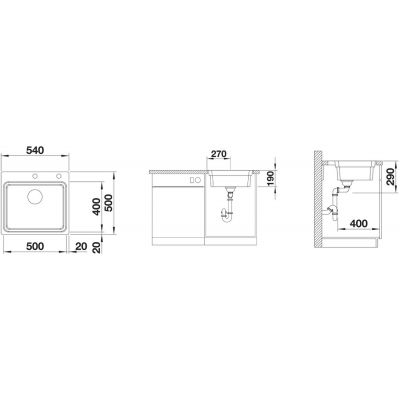 Zlewozmywak stalowy 54x50 cm 521748 Blanco Etagon 500-IF/A