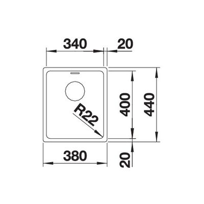 Zlewozmywak stalowy 44x38 cm 522955 Blanco Andano