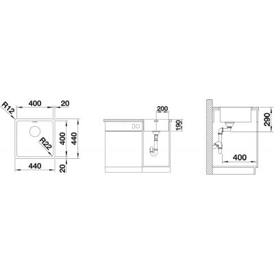 Zlewozmywak stalowy 44x44 cm 522957 Blanco Andano 400-IF