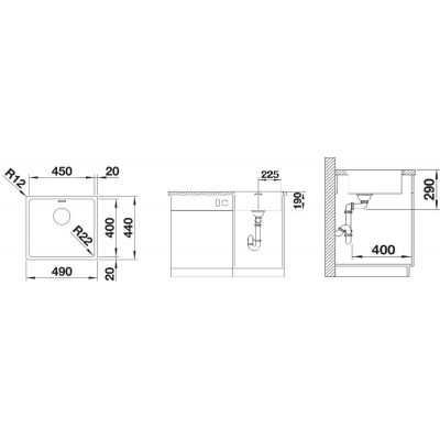 Zlewozmywak stalowy 49x44 cm 522961 Blanco Andano 450-IF