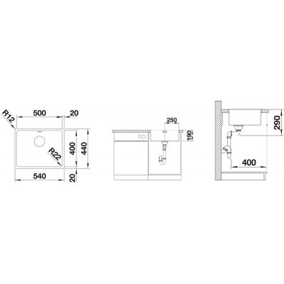 Zlewozmywak stalowy 54x44 cm 522965 Blanco Andano 500-IF