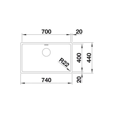 Zlewozmywak stalowy 74x44 cm stal 522971 Blanco Andano