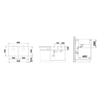Zlewozmywak stalowy 86.5x44 cm 522985 Blanco Andano 400/400-IF