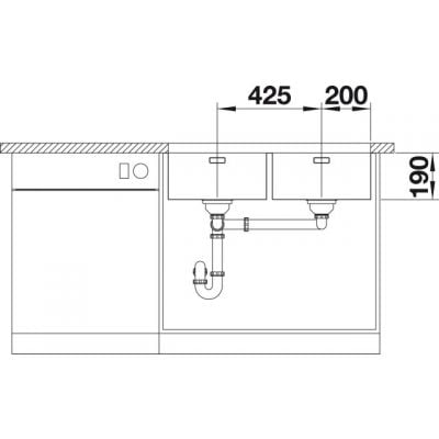 Zlewozmywak stalowy 86.5x44 cm stal 522987 Blanco Andano 400/400-U