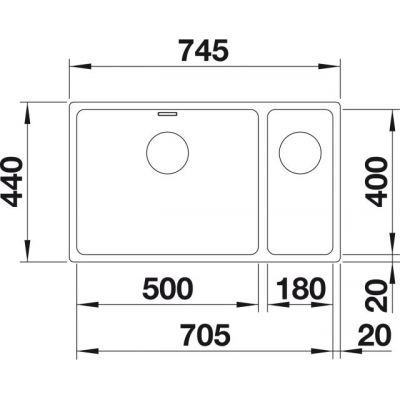 Zlewozmywak stalowy 74.5x44 cm stal 522989 Blanco Andano 500/180-U