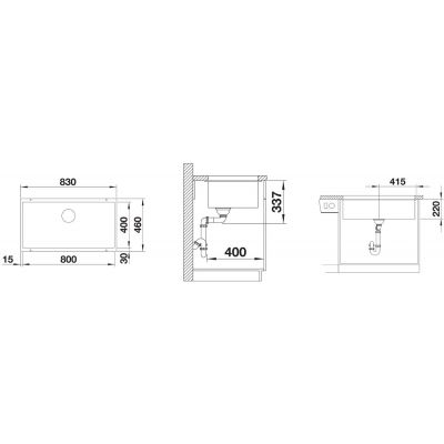 Zlewozmywak granitowy 80x40 cm szary/grafitowy/onyx 523142 Blanco Subline 800-U