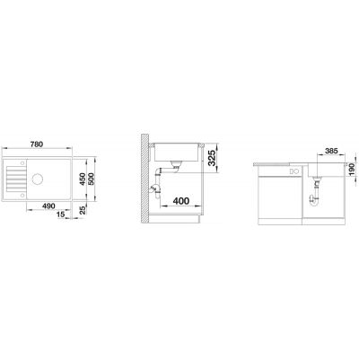 Zlewozmywak granitowy 78x50 cm czarny 526019 Blanco Zia XL 6 S Compact