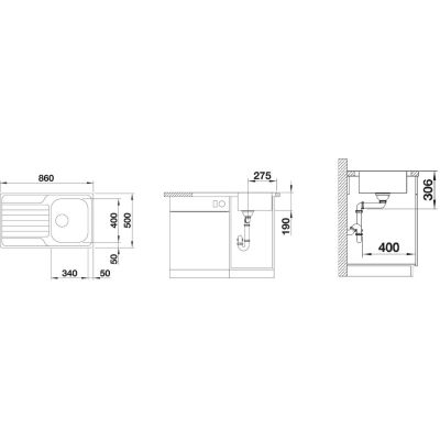 Zlewozmywak stalowy 86x50 cm 523374 Blanco Dinas 45 S