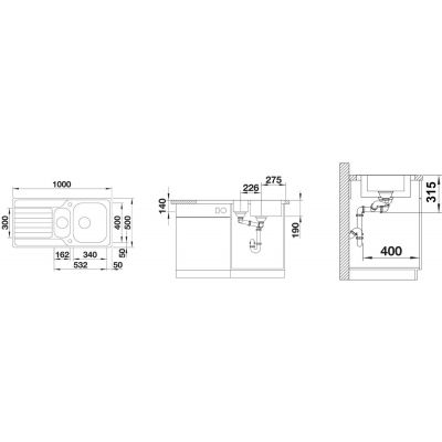 Zlewozmywak stalowy 100x50 cm 523379 Blanco Dinas 6 S