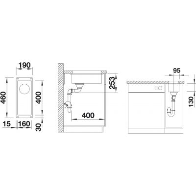 Komora podwieszana 40x16 cm antracyt 523396 Blanco Subline 160-U