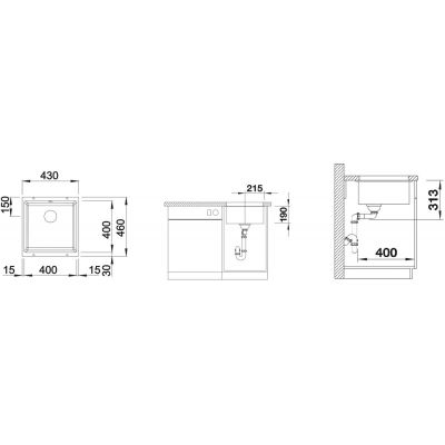 Zlewozmywak granitowy 40x40 cm antracyt 523422 Blanco Subline 400-U
