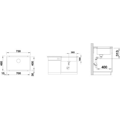 Zlewozmywak granitowy 70x40 cm biały 523446 Blanco Subline 700-U