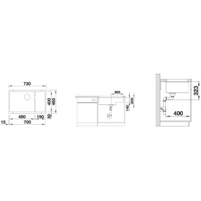 Zlewozmywak granitowy 70x40 cm szary/grafitowy/onyx 523459 Blanco Subline 700-U Level