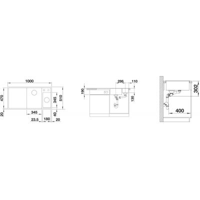 Zlewozmywak granitowy 100x51 cm 523472 Blanco Axia III 6 S
