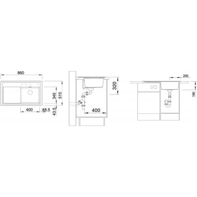 Zlewozmywak granitowy 86x51 cm 523854 Blanco Zenar 45 S