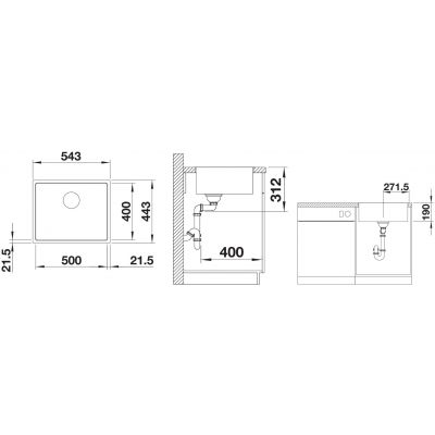 Zlewozmywak granitowy 54.3x44.3 cm 524107 Blanco Subline 500-IF