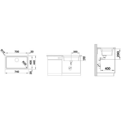 Zlewozmywak stalowy 74x44 cm stal 524270 Blanco Etagon 700-U