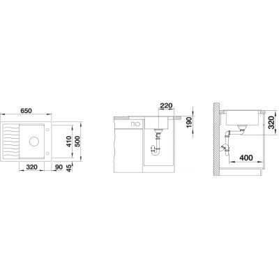 Zlewozmywak granitowy 65x50 cm 524815 Blanco Elon 45 S