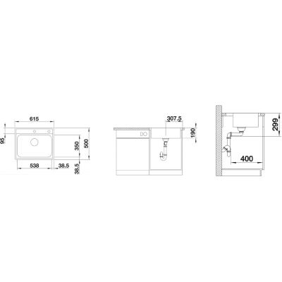 Zlewozmywak stalowy 61.5x50 cm 525109 Blanco Lemis 6-IF